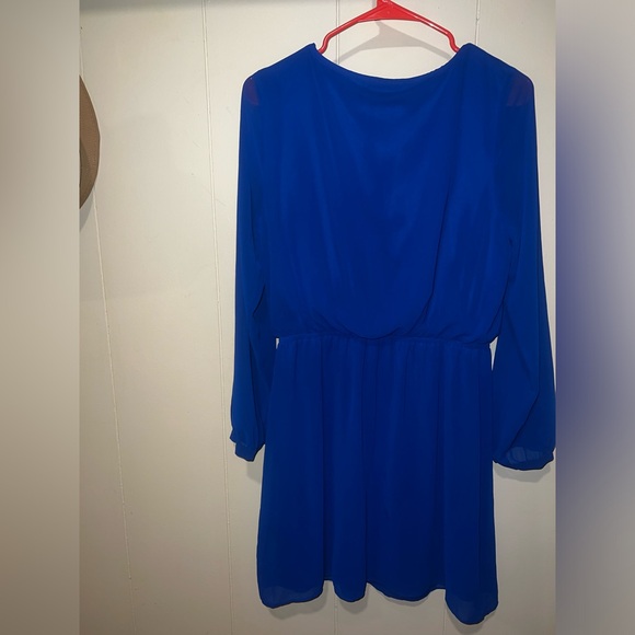 Express Women's Vibrant Blue Long Sleeve Dress - Picture 6 of 6